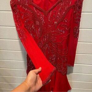 NWT Vintage Eve’s Allure Silk Beaded Semi Formal Cocktail Dancer’s Midi Dress M